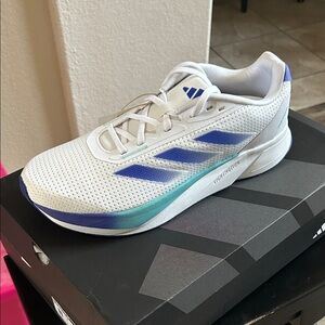 NIB Men’s Adidas Duramo White and Blue Athletic Sneakers 11